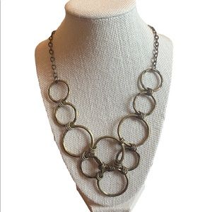 Antique Gold Tone Hooped Necklace